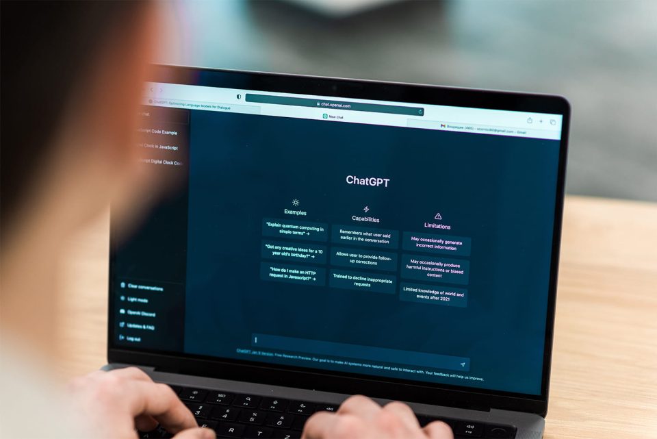 Laptop with an AI chat open