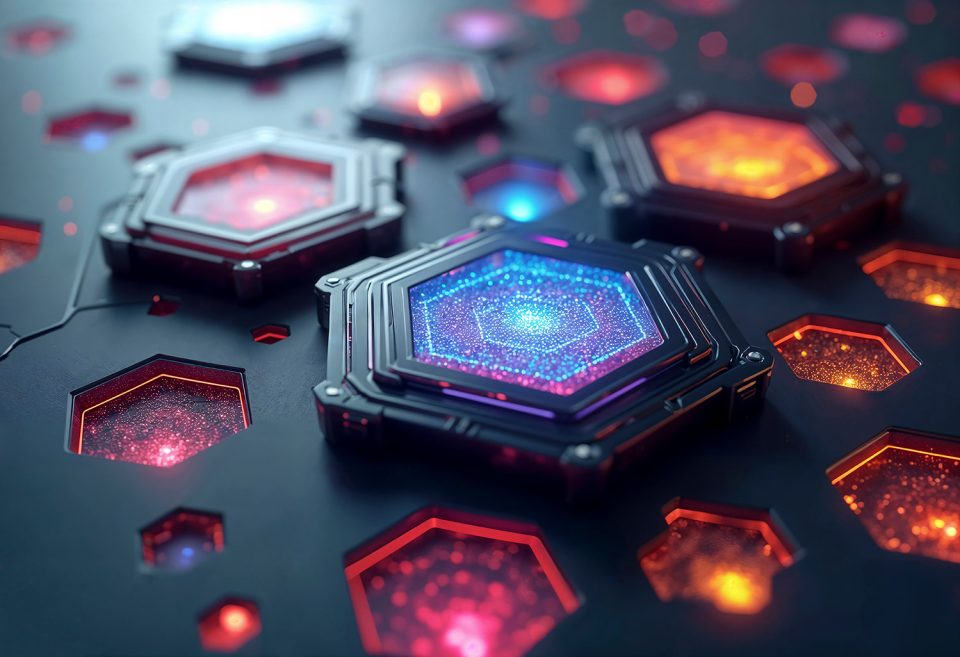 Abstract glowing 3D background representing AI tokens