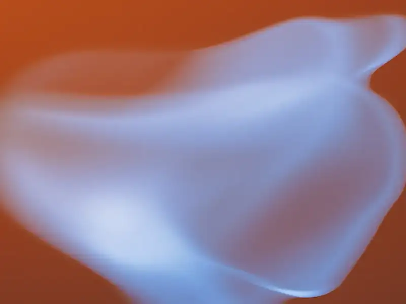 A luminous blue shape over an orange background